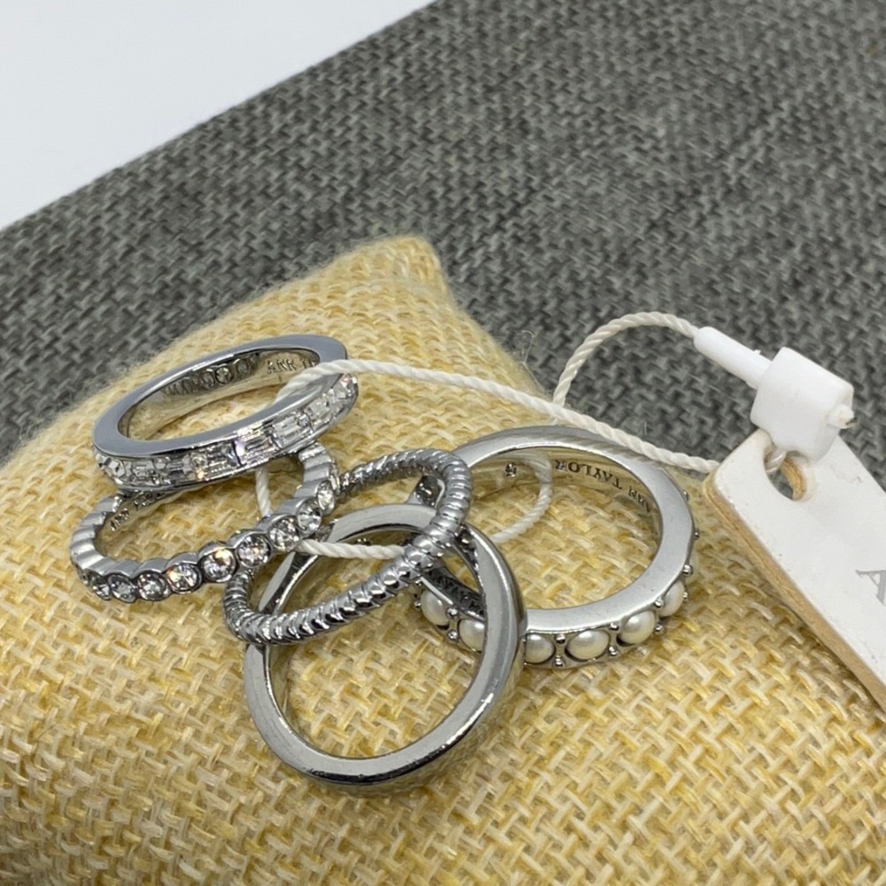 Ann Taylor Stackable Ring Set in Silver Tone